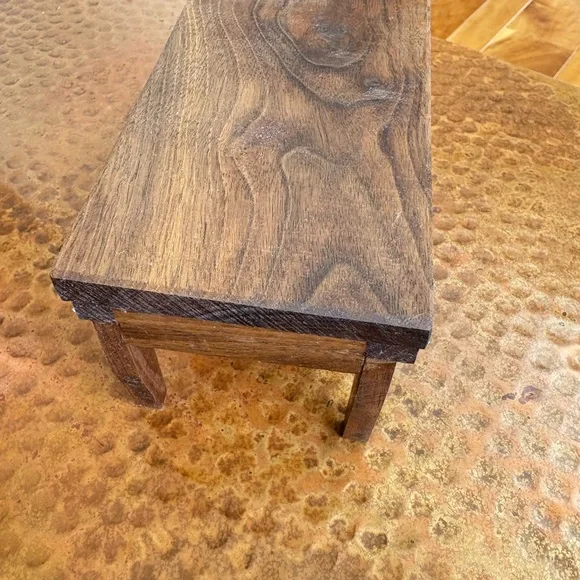 NEW Small Handmade Handcrafted Solid Walnut Wooden Dollhouse Table Plant Stand - Picture 3 of 11